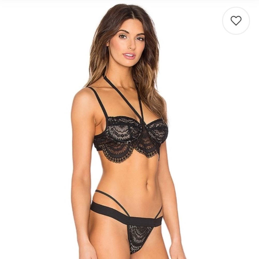 For Love and Lemons Lucia Underwire Bra in Black Size XS